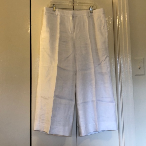 J. Crew Pants - J. Crew size 10 white linen wide cropped pants